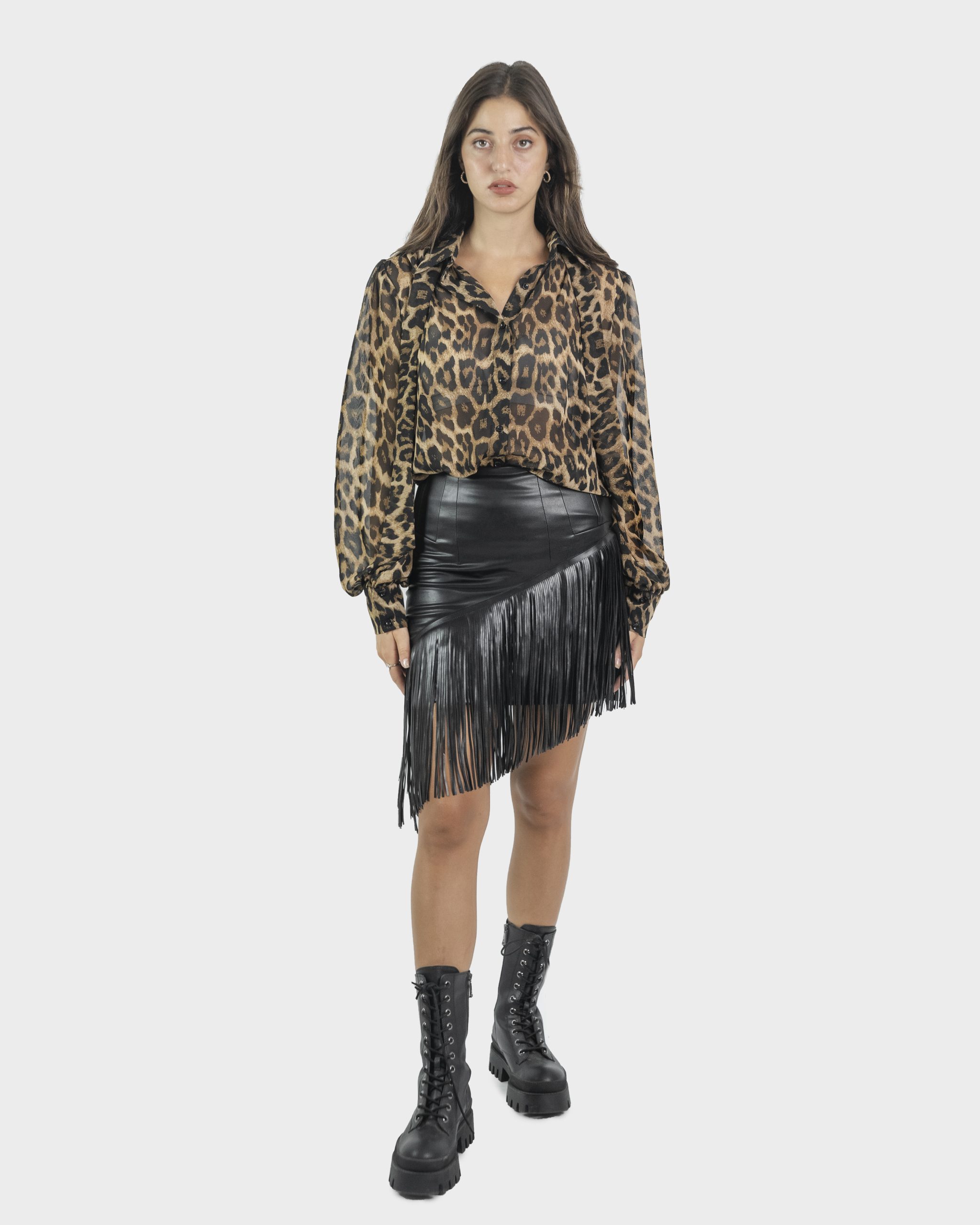 Special Edition Leather Fringed Skirt