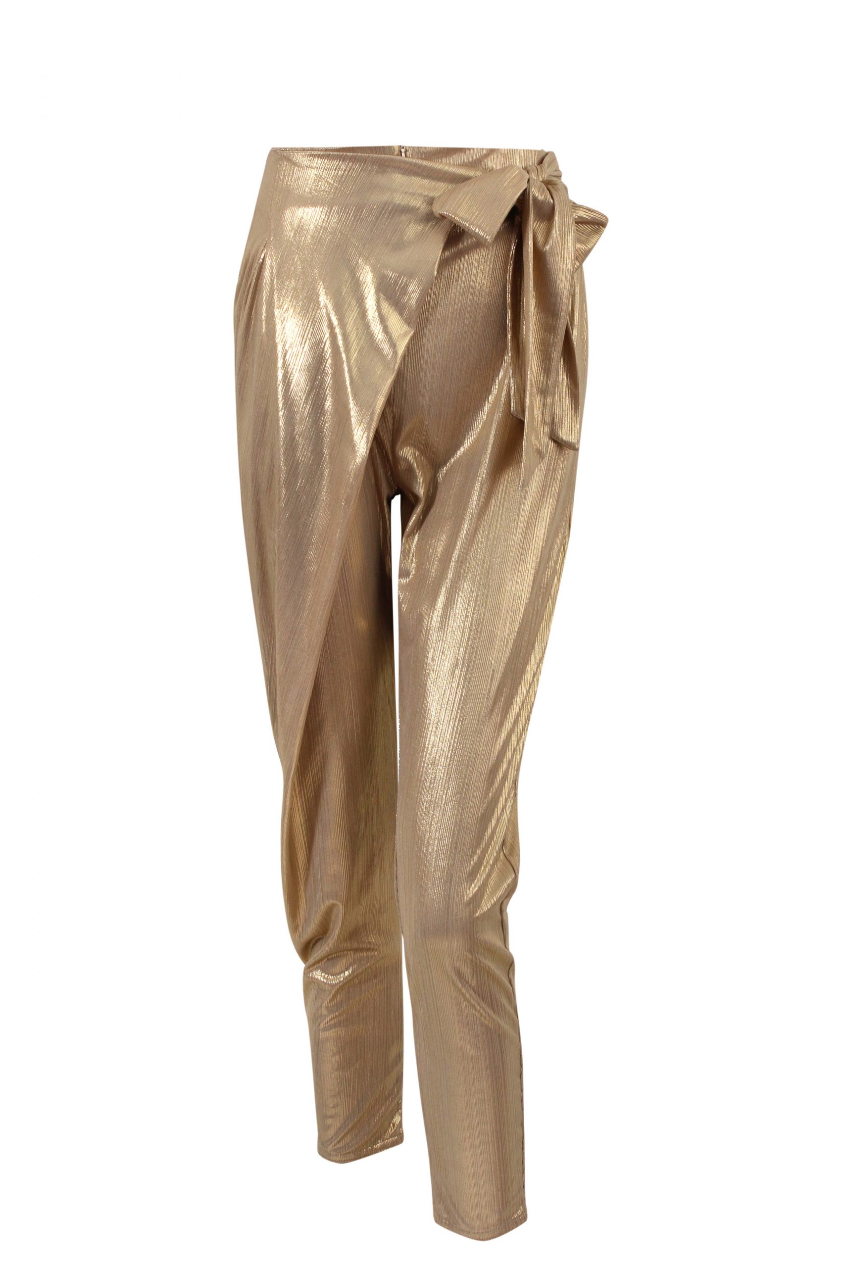 METALLIC TROUSERS WITH BOW