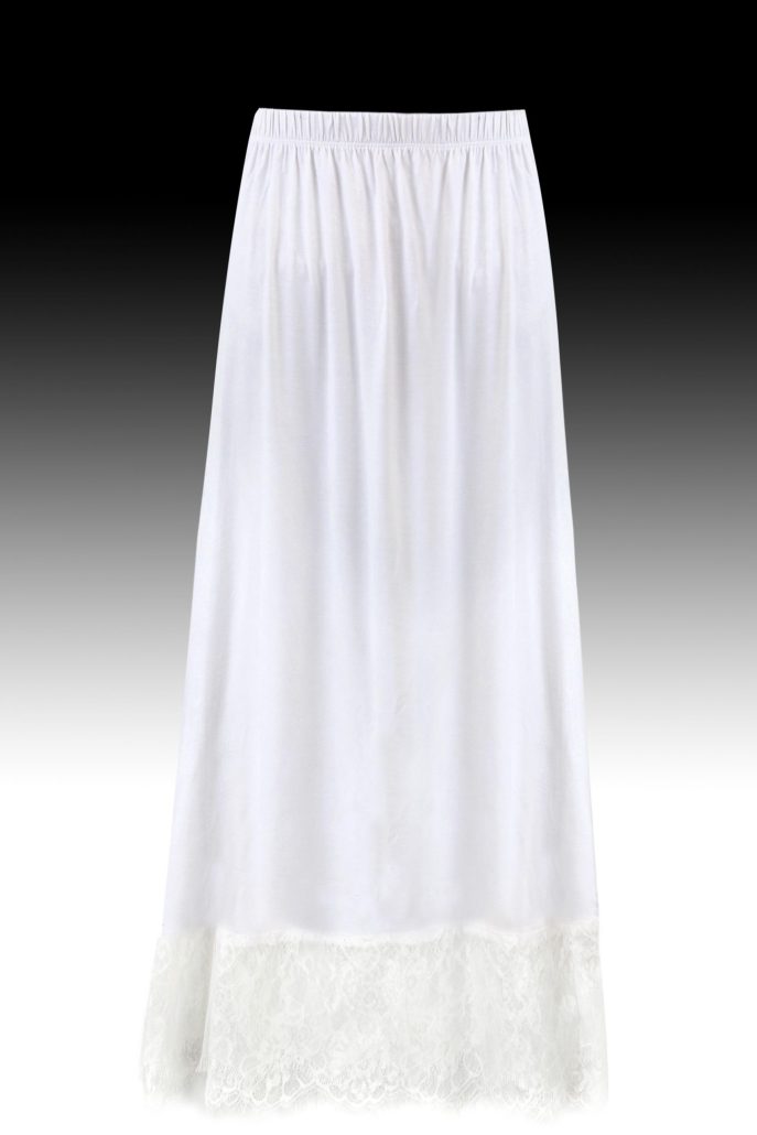 Long Skirt Linning with Lace Trim